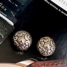 vintage jewelry  古典立體東方圖騰 夾式耳環