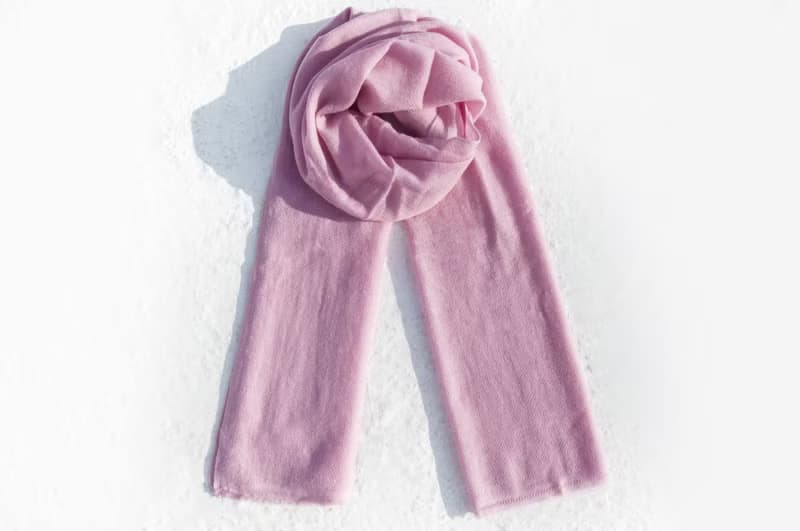 喀什米爾羊絨Pashmina編織圍巾 手工編織 喀什米爾Cashmere 羊絨圍巾 純羊毛圍巾披巾 戒指絨披肩-玫瑰粉色