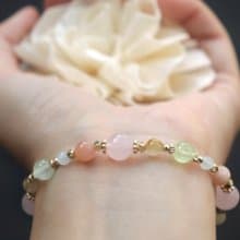 粉晶-太陽石-海藍寶-葡萄石-鈦晶-招財-水晶手鍊