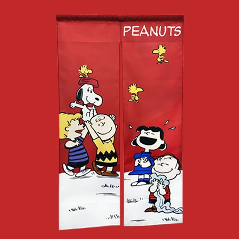 SNOOPY史努比門簾 窗簾 裝飾性掛布 -150公分殷紅色史奴比長門簾
