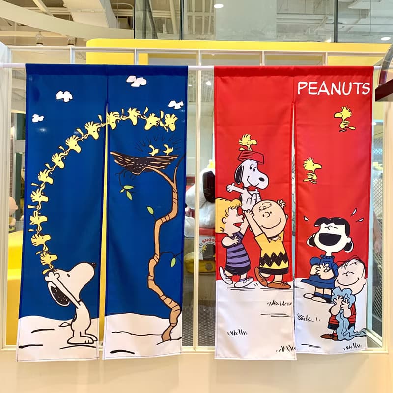 SNOOPY史努比門簾 窗簾 裝飾性掛布 -150公分殷紅色史奴比長門簾