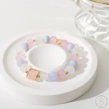 重生 | 粉水晶 藍紋瑪瑙 白瑪瑙 | 天然水晶手鍊