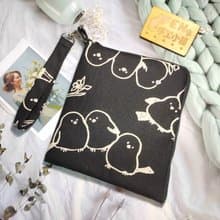 森林系列-日本棉布黑森林北長尾山雀L型拉鍊袋鋪棉-電子書保護套