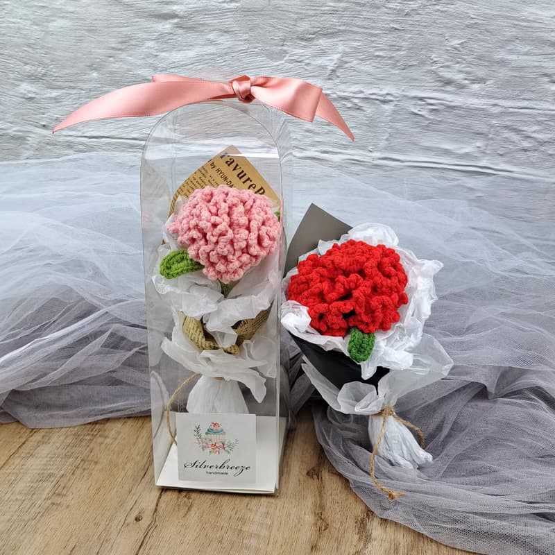 手鉤迷你康乃馨花束禮盒  生日禮物 花束 情人節 母親節 CRF-037