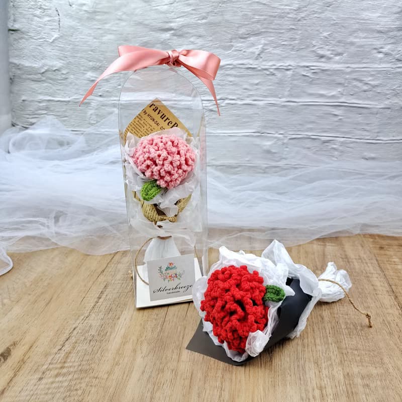 手鉤迷你康乃馨花束禮盒  生日禮物 花束 情人節 母親節 CRF-037