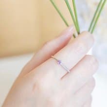 紫水晶925純銀單邊麻花戒指 可調式戒指