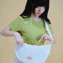 【DOUGHNUT】防潑水 手提/肩背/斜背 3用 小澎澎半月包-白x粉 SE