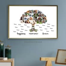 Family Tree Photo collage Editable Canva Template, Anniversary Gift,