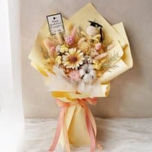 二代畢業花束-晴光黃 /學士帽/蝴蝶結