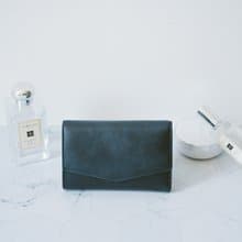 【禮盒】真皮輕奢輕薄信封中夾 X0015 藍