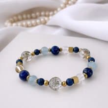 青金石 黑金超七 海藍寶 白水晶 鈦鋼 天然水晶手鏈