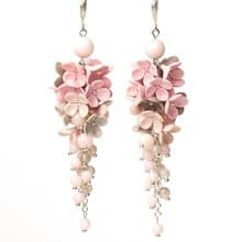 Gray Pink Earrings With Tiny Flowers Polymer Clay Earrings Long Boho Earrings