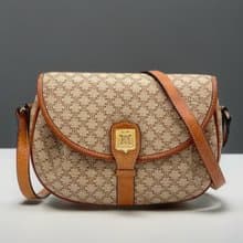 稀有中古二手Celine米啡色老花餃子皮革單肩包側背包斜孭包揹小包