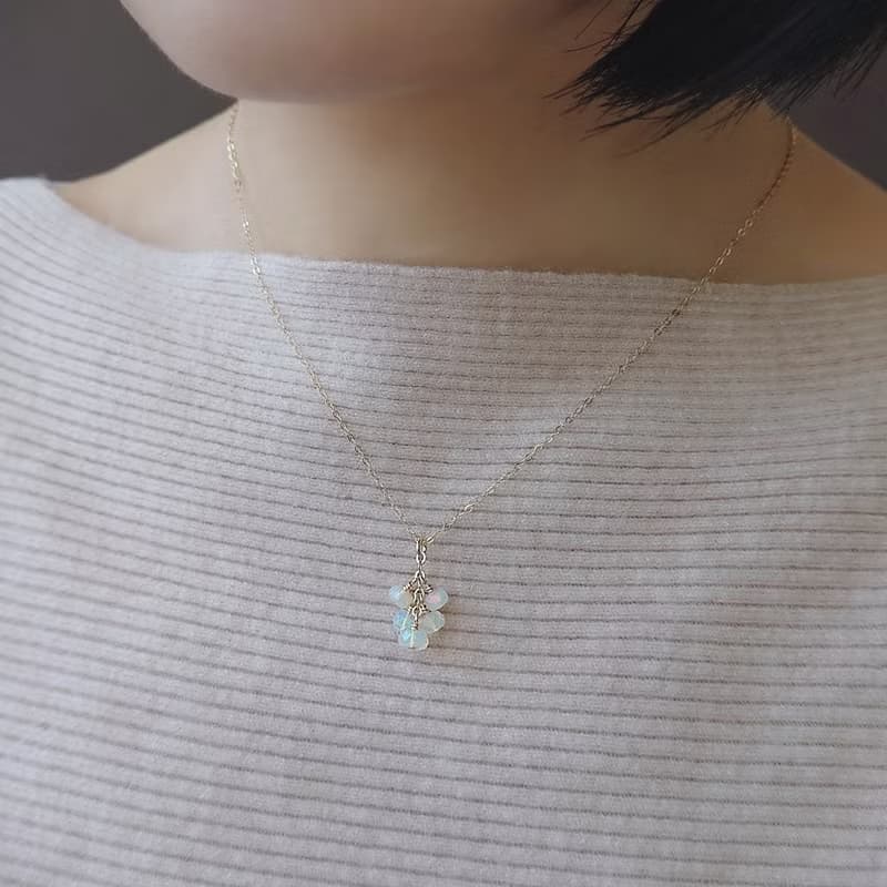 遊彩非洲蛋白石珠串 14Kgf 包金 項鍊 鎖骨鍊