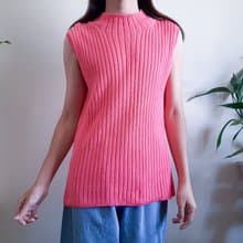 TOMMY HILFIGER 粉紅色高領毛衣背心棉質針織衫 XL 碼