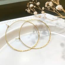 銅手作_ 手敲打圓形黃銅大單圈耳環_可免費修改夾式耳環