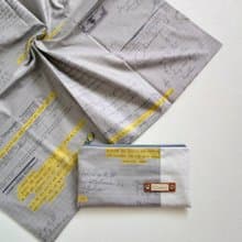 【FAW/萬用長夾(中)】手寫一封信 灰 日本帆布法國銀蔥 內有隔層