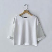 訂製系列-袖透視五分袖上衣(黑/白)