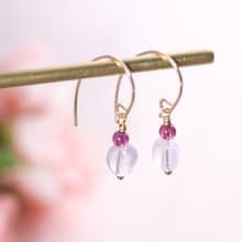 紫牙烏薰衣草紫水晶14KGF耳環 | 925純銀 | 天然水晶耳勾耳夾耳環