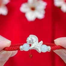 聖誕禮物|開運*馬到成功海藍寶純銀紅線手鍊 祝事業學業成功 避邪