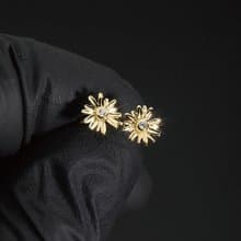 FREYA  單鑽 雛菊耳環 設計款-純銀14k金