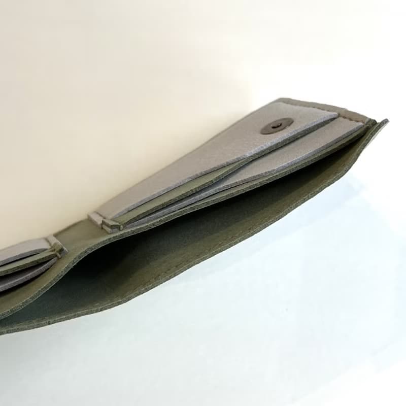 Section 素皮革質感短夾 - 聖誕森林色系 - 拼色