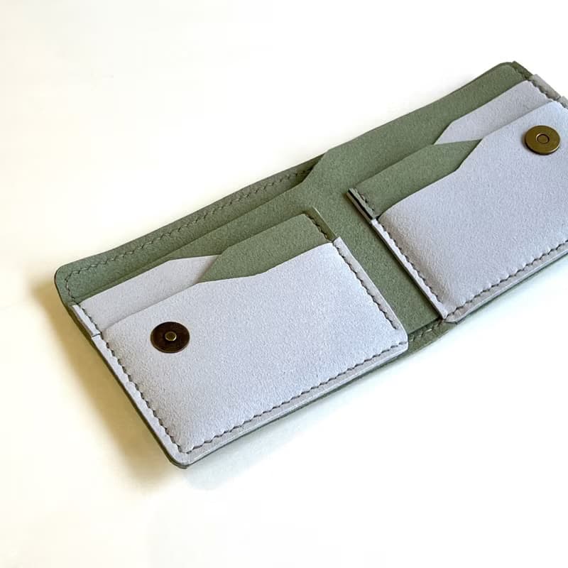 Section 素皮革質感短夾 - 聖誕森林色系 - 拼色