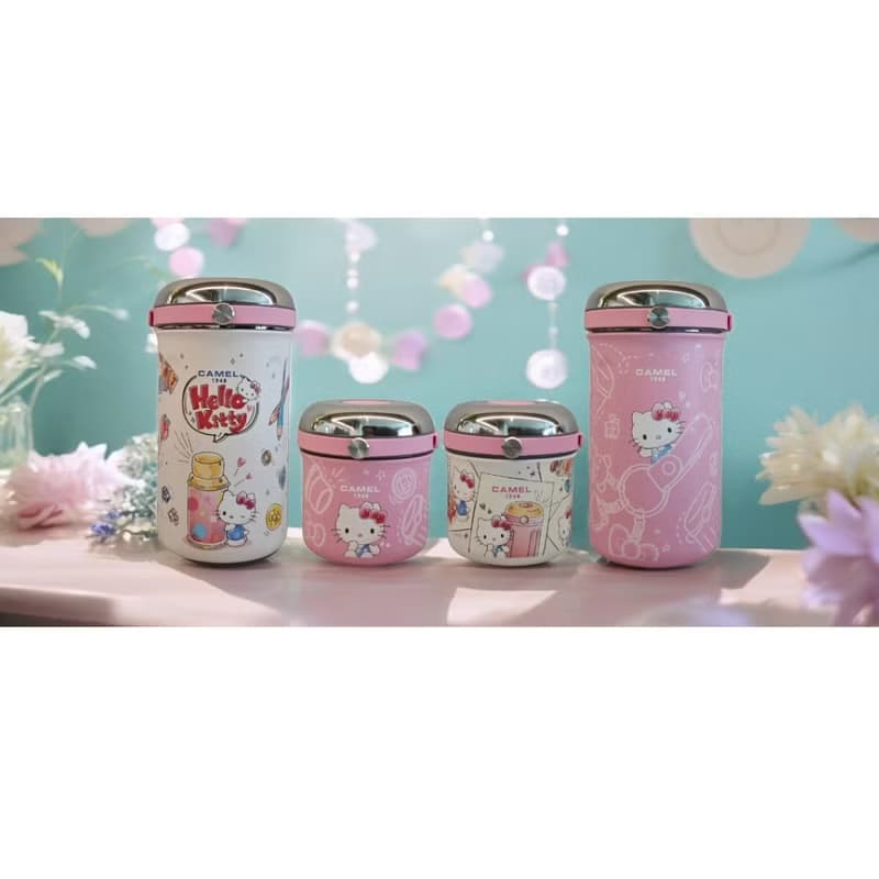 粉紅色Hello Kitty 0.5L升不銹鋼保溫飯壺附0.3L玻璃容器送帆布袋