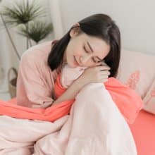 (雙人)UMORFIL膠原蛋白針織小兔寢具組-珊瑚橘∣四件組
