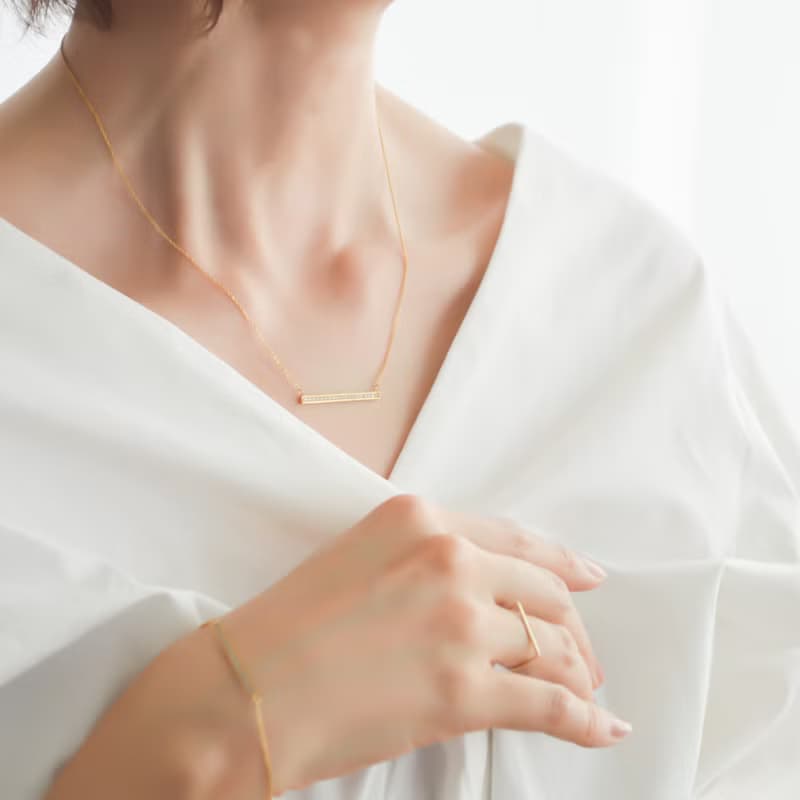 stanless cz bar necklace n303 項鍊 立方氧化鋯