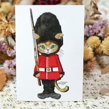 衛兵貓─手繪日製動物療癒防水貼紙/小卡片/行李箱/筆電