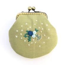 刺繡花口金小物包