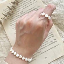 愛心 貝殼愛心 手環  戒指 一組 情人節限定