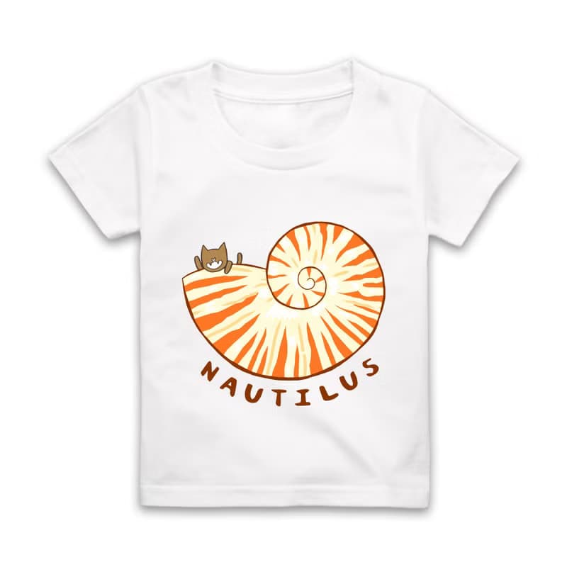 字母N-NAUTILUS袖T恤-白