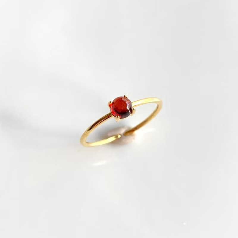 18kgp+SV925 高等級石榴石 迷你寶石戒 / 一月誕生石