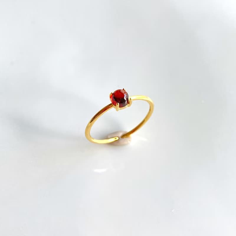 18kgp+SV925 高等級石榴石 迷你寶石戒 / 一月誕生石