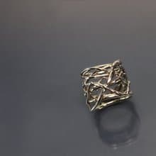 線條系列-寬版纏繞不規則銀戒