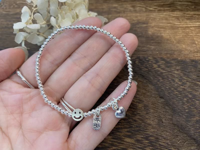S925純銀 笑笑臉銀珠手鍊