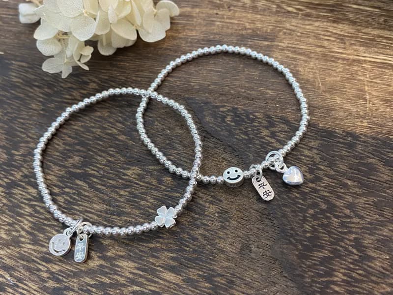 S925純銀 笑笑臉銀珠手鍊