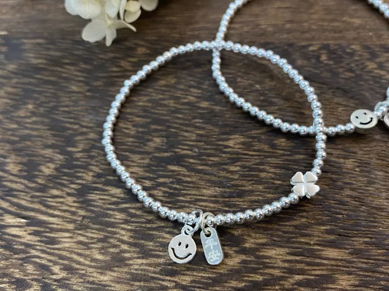 S925純銀 笑笑臉銀珠手鍊