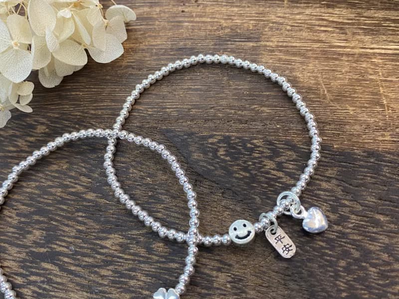 S925純銀 笑笑臉銀珠手鍊