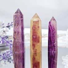 稀有紫黃螢石 雪花波紋 事業成功 智慧 招財 晶柱 單品 禮物 獨家