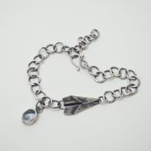 紙飛機系列-海水藍寶‧硫化純銀手鍊