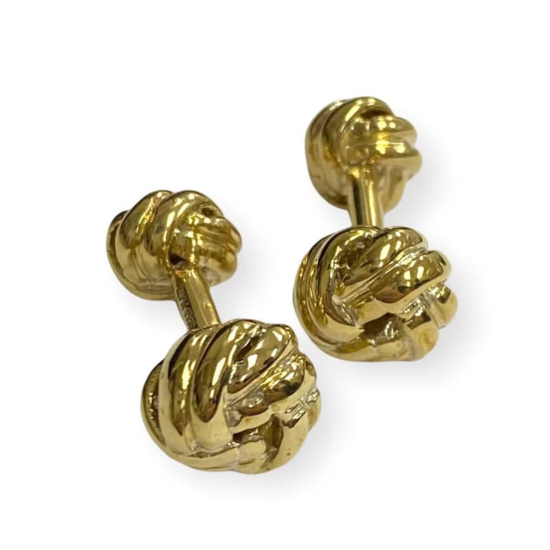 18K Gold Plated Celtic Style Love Knot Cufflinks 925 Sterling Silver Mens Gift