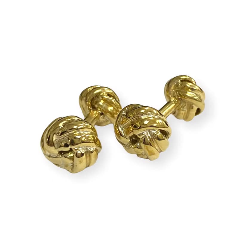 18K Gold Plated Celtic Style Love Knot Cufflinks 925 Sterling Silver Mens Gift
