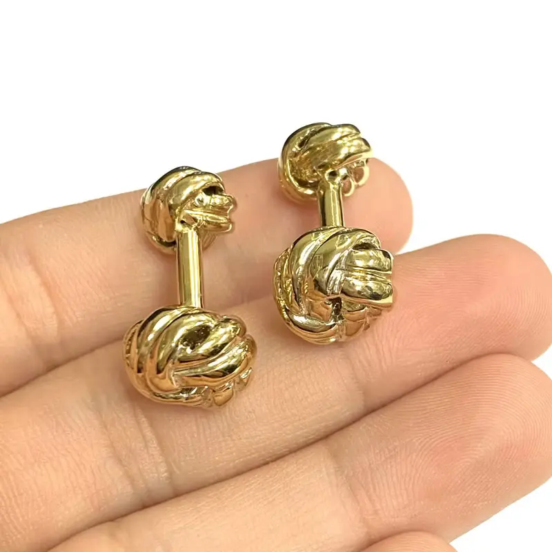 18K Gold Plated Celtic Style Love Knot Cufflinks 925 Sterling Silver Mens Gift