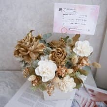 方盆中大型加大款乾燥花盆花【輕奢白金】乾燥花盆花/開幕賀禮/新