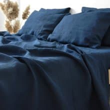 Navy linen flat sheet / Linen bedsheet / Softened stonewashed linen sheet