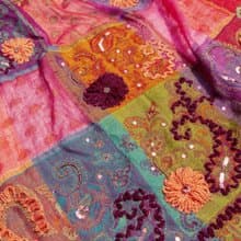 喀什米爾Cashmere/水煮羊毛披肩/針織圍巾/刺繡圍巾/羊絨披巾-花