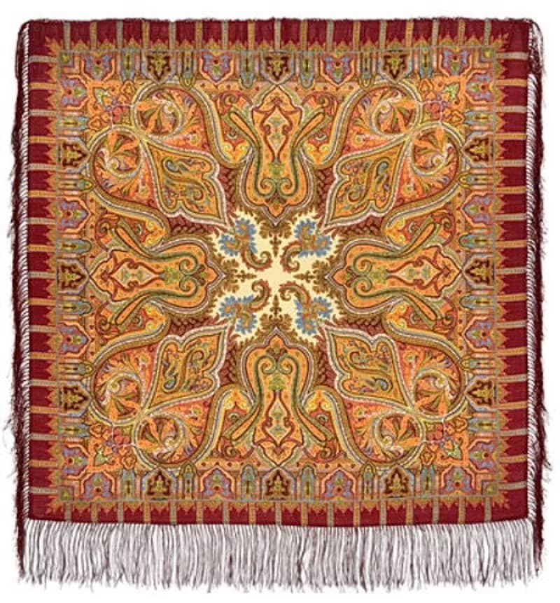 Authentic Pavlovo Posad Russian Shawl Scarf Soft 100% Wool 89x89 cm 1155-7